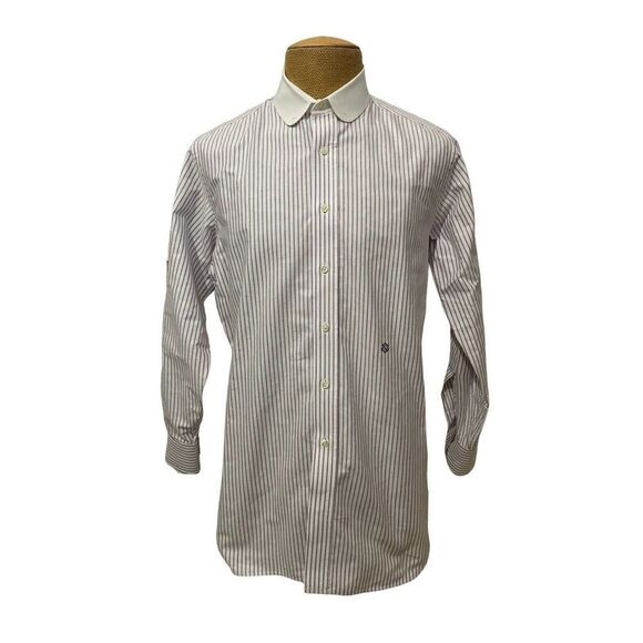 INDIVIDUALIZED SHIRTS Dress Shirt Purple White Contrast Eyelet Collar Size 16.5 - Picture 2 of 10